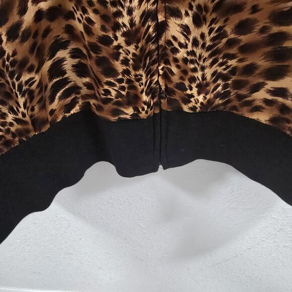Women’s Leopard Print Bomber Jacket Zip Up Animal Print Coat Size 3XL Silk - Picture 8 of 12